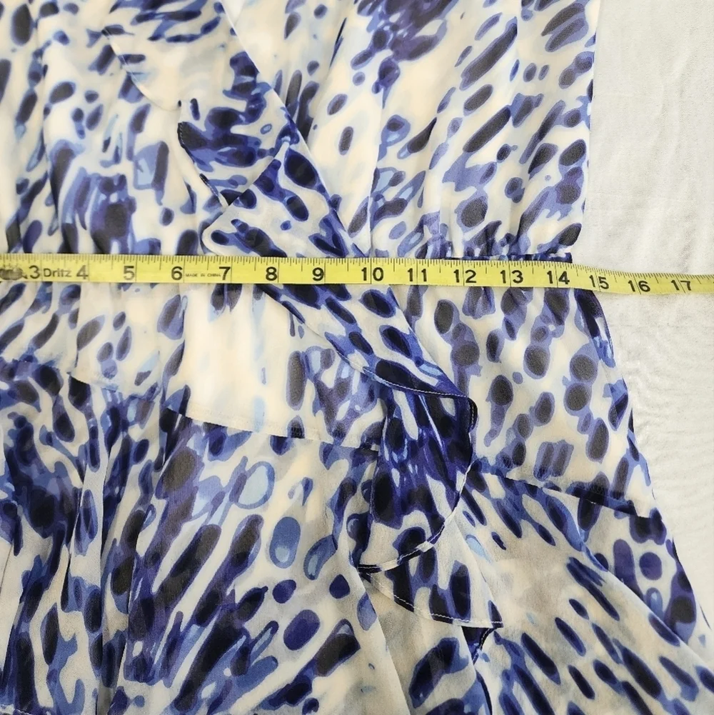 BCBGMaxAzria White and Blue Printed Mini Dress - Picture 6 of 16